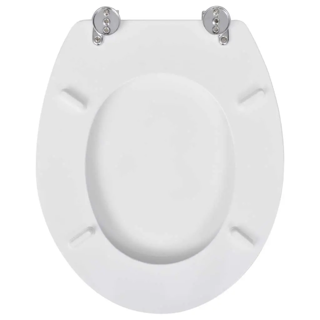 White MDF Toilet Seat with Lid Universal Bathroom Fixture Easy Clean Design