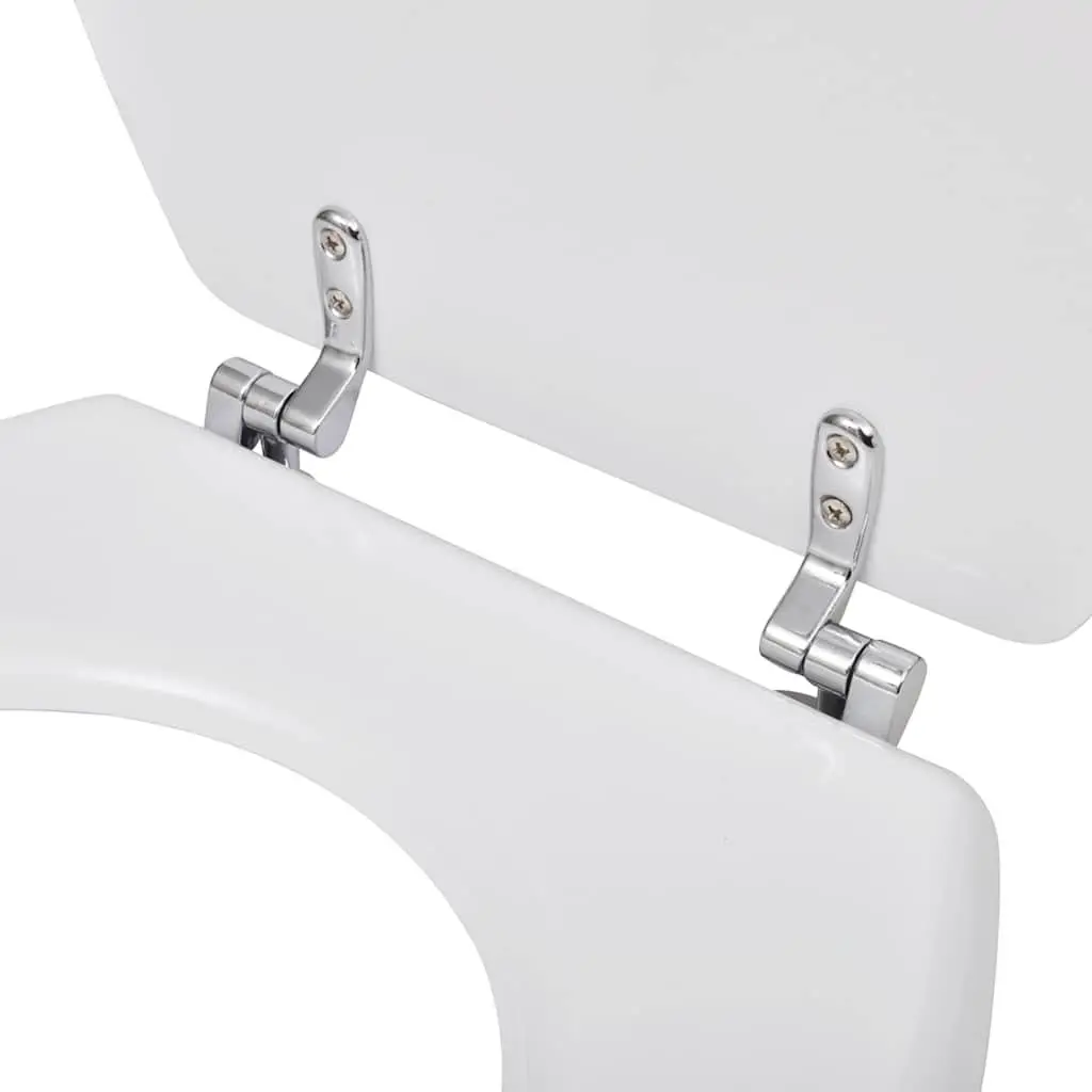 White MDF Toilet Seat with Lid Universal Bathroom Fixture Easy Clean Design