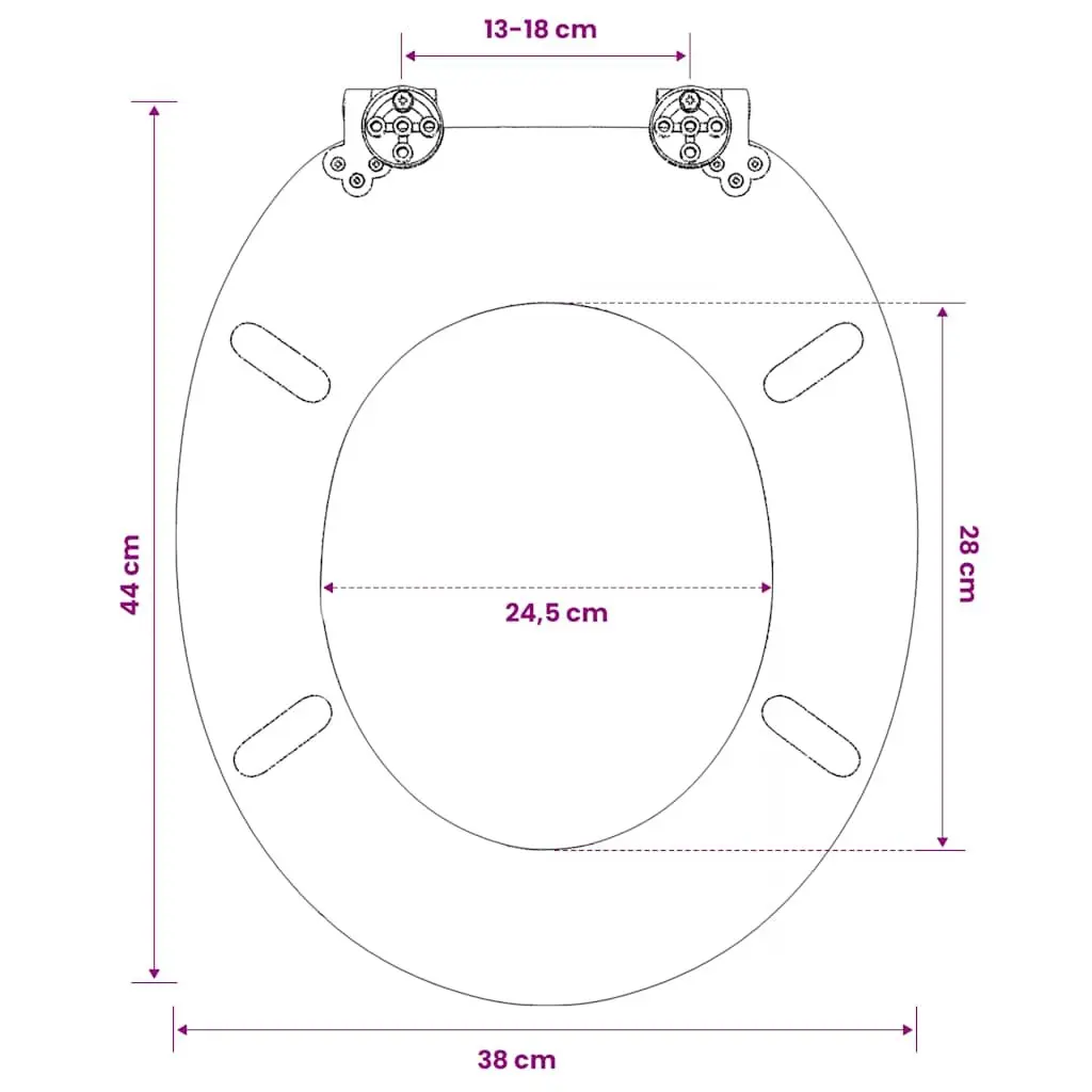 Toilet Seat MDF Lid Brown Universal Fit Adjustable Hinges