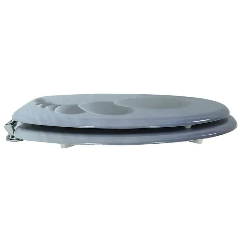 Toilet Seat MDF Lid Adjustable Hinges Grey Standard Size