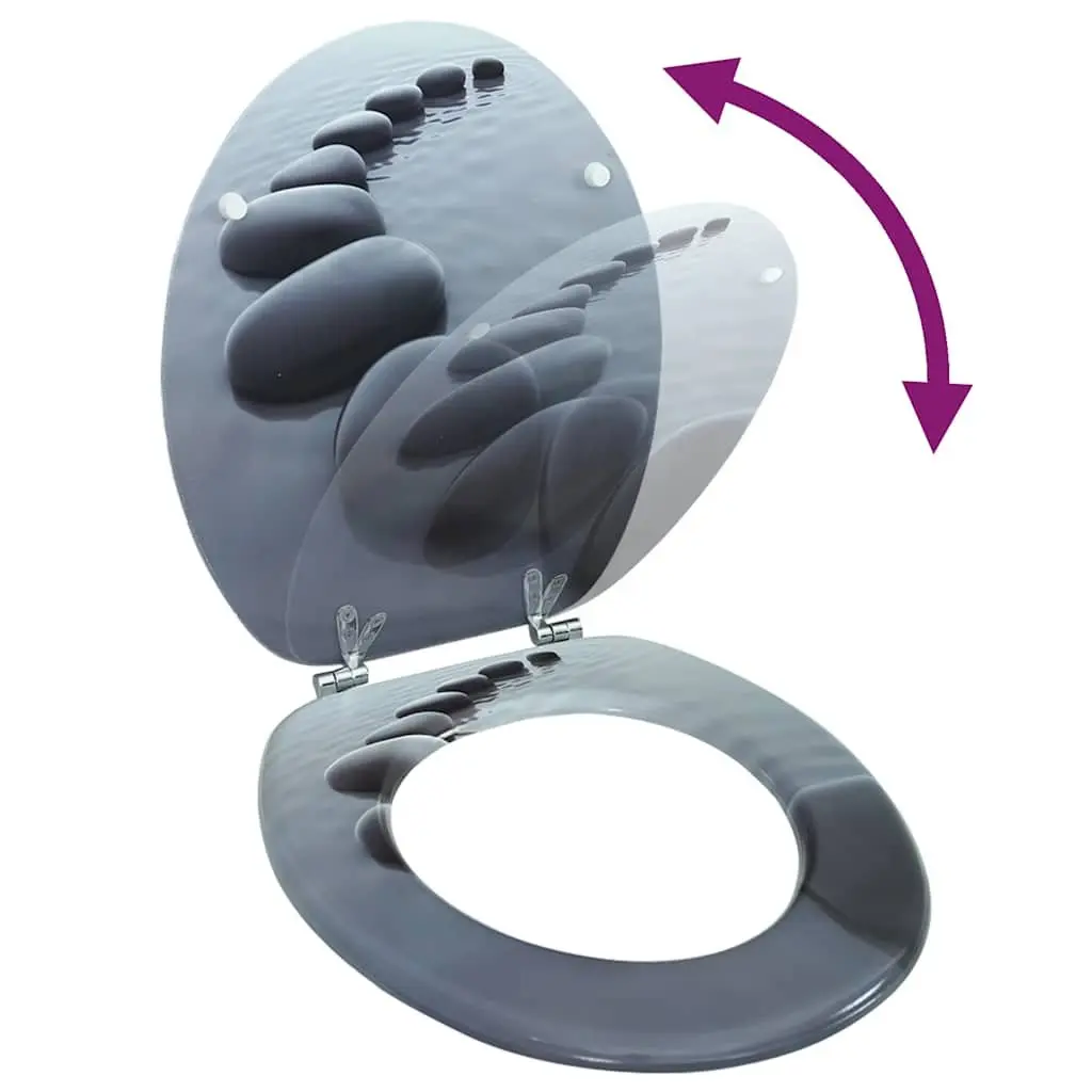 Toilet Seat MDF Lid Adjustable Hinges Grey Standard Size