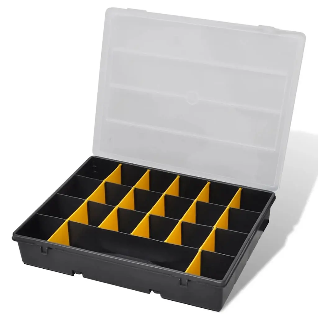 Storage Box Organizer Set of 6 Black Compartment Tool for Small Parts