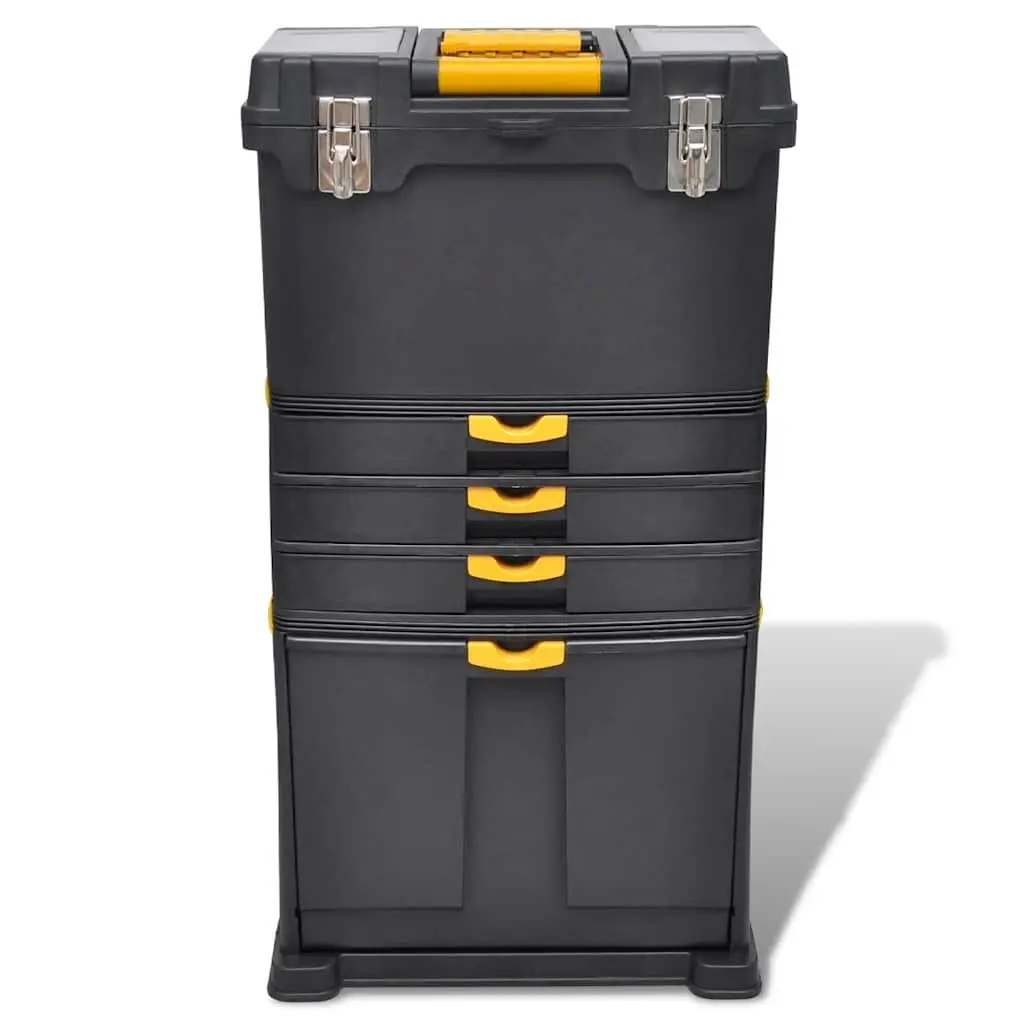 Tool Chest Trolley Storage Organizer Portable Case with Drawers Black