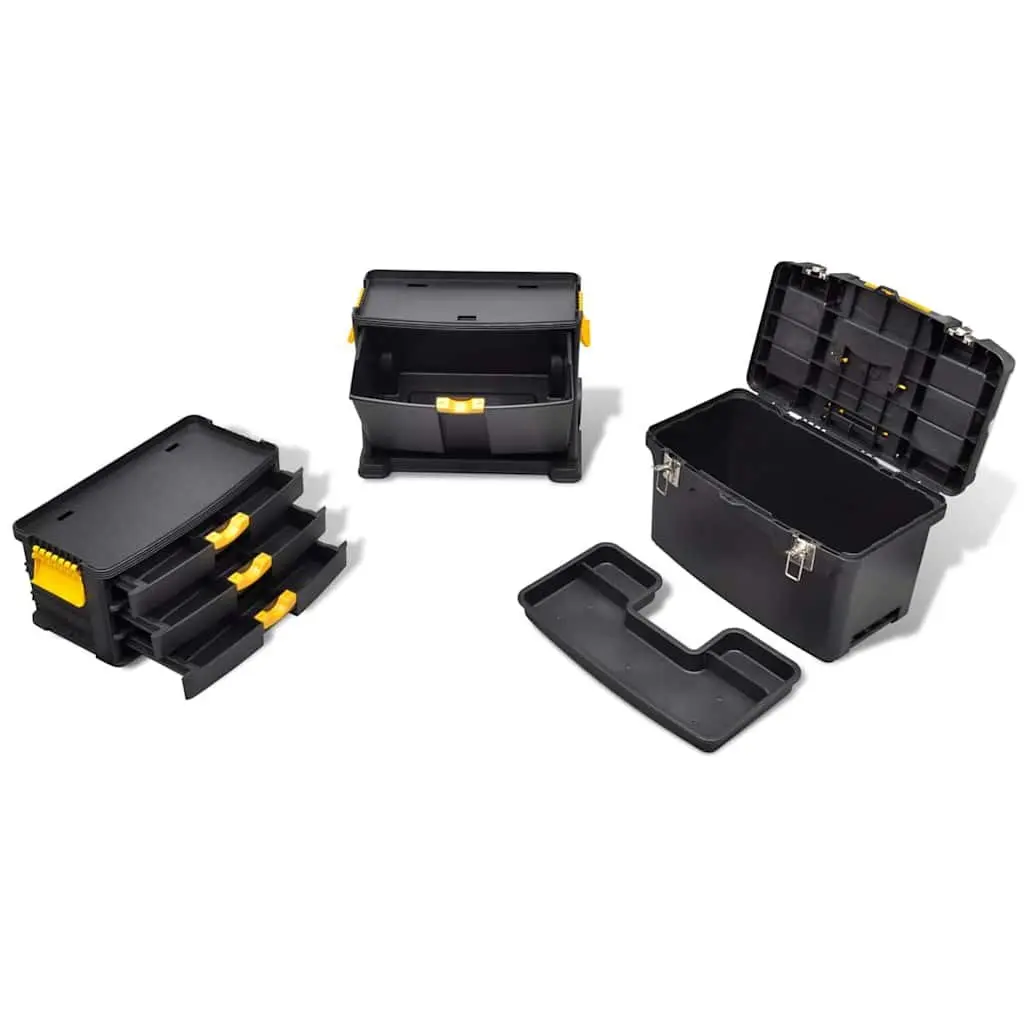 Tool Chest Trolley Storage Organizer Portable Case with Drawers Black