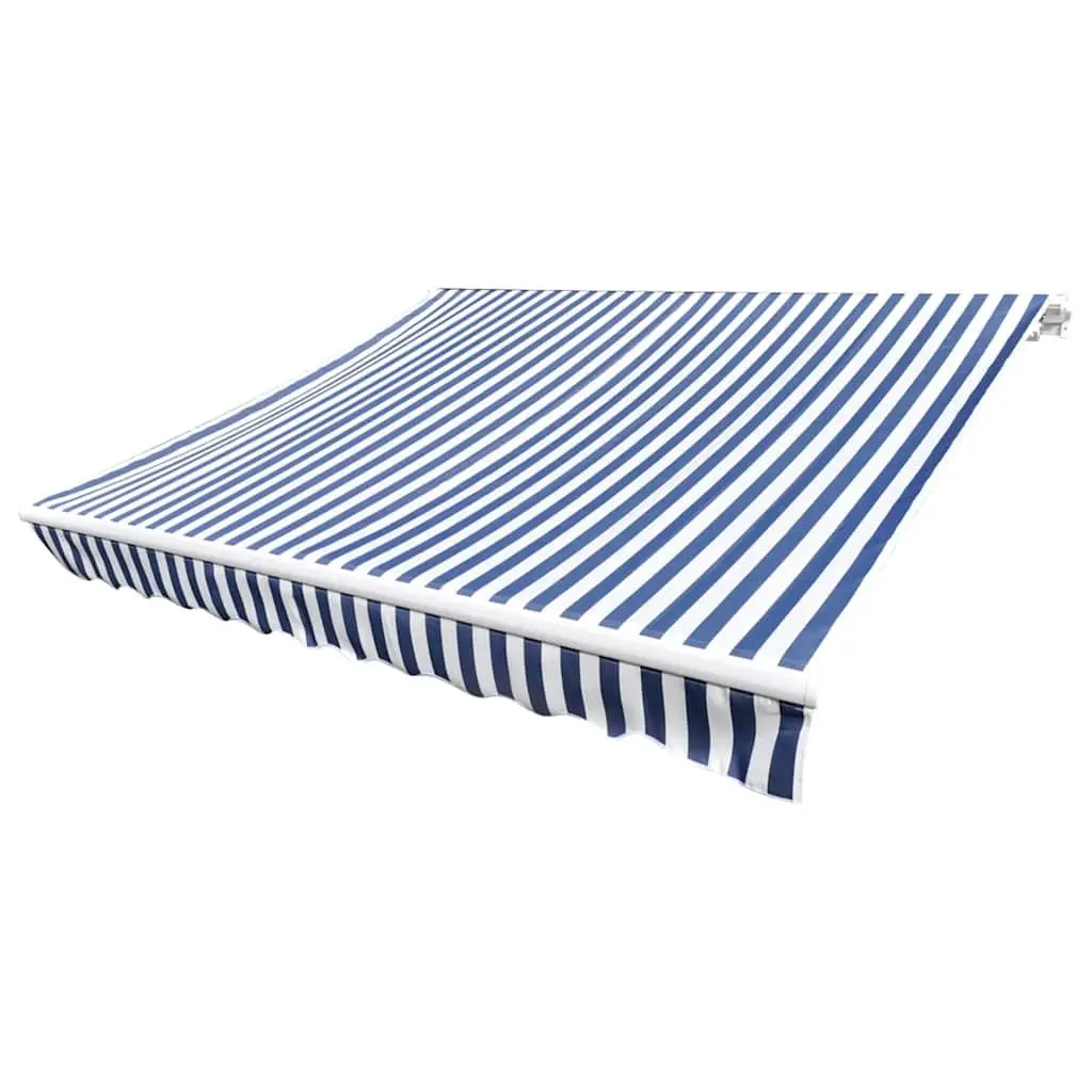 Replacement Awning Fabric Polyester 4x3m UV Resistant Blue White for Patios