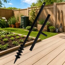 Ground Drill Auger Bit 80mm Double Spirals Handle Gardening Soil Aeration Tool