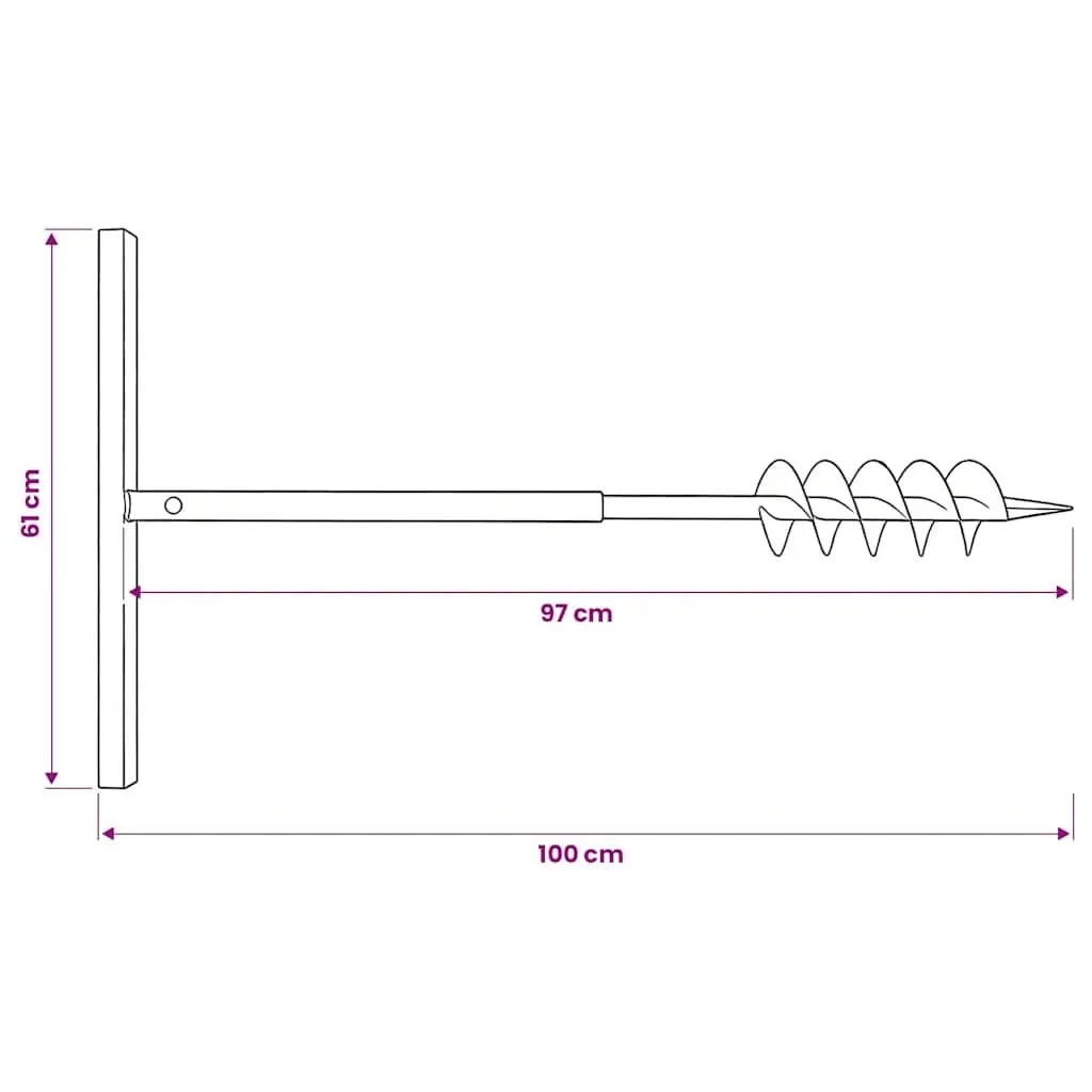 Ground Drill Auger Bit 100mm Double Spiral Handle Steel Soil Digging Planting