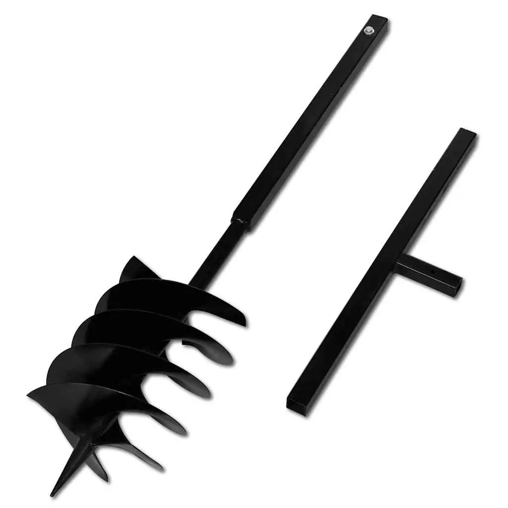 Ground Drill Auger Bit Gardening Tool 200mm Steel Handle Black