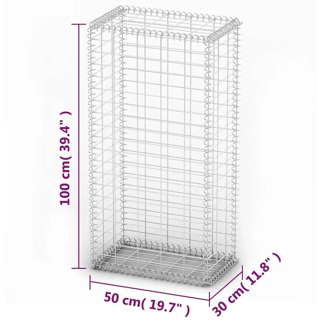 Gabion Basket Retaining Wall 100 x 50 x 30 cm Galvanised Steel Wire Mesh Silver