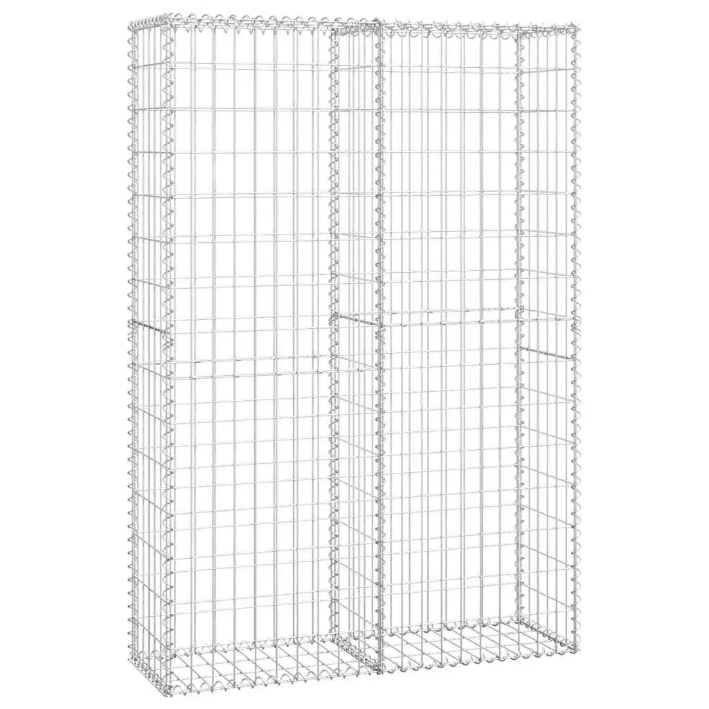 Gabion Basket Garden Retaining Wall Galvanised Steel Mesh 150x100x30cm Silver with Lids