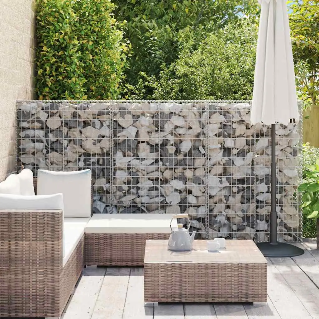 Gabion Basket Garden Retaining Wall Galvanised Steel Mesh 150x100x30cm Silver with Lids