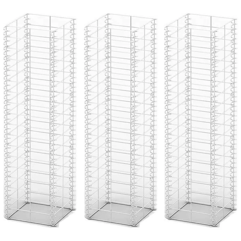 Gabion Basket Set 3 Piece Retaining Wall Garden Landscape 25 x 25 x 100 cm Silver Galvanised Steel Wire