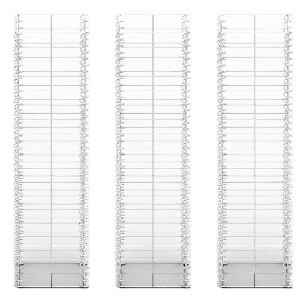 Gabion Basket Set 3 Piece Retaining Wall Garden Landscape 25 x 25 x 100 cm Silver Galvanised Steel Wire