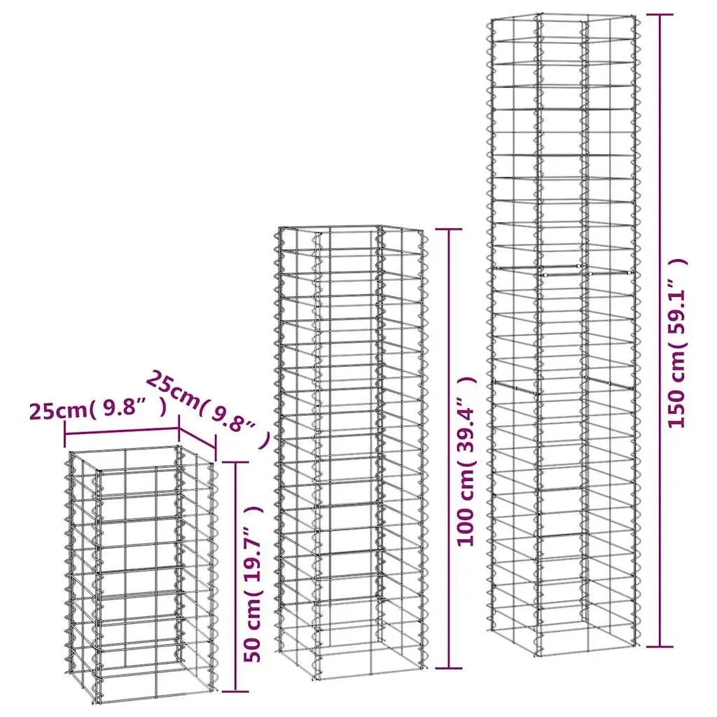 Gabion Basket Set 6 Piece Wire Mesh Garden Fencing Retaining Wall Silver