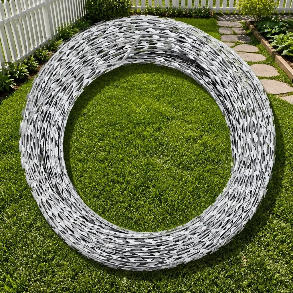 Razor Wire Helical Roll Security Fence 60m Galvanised Steel Silver