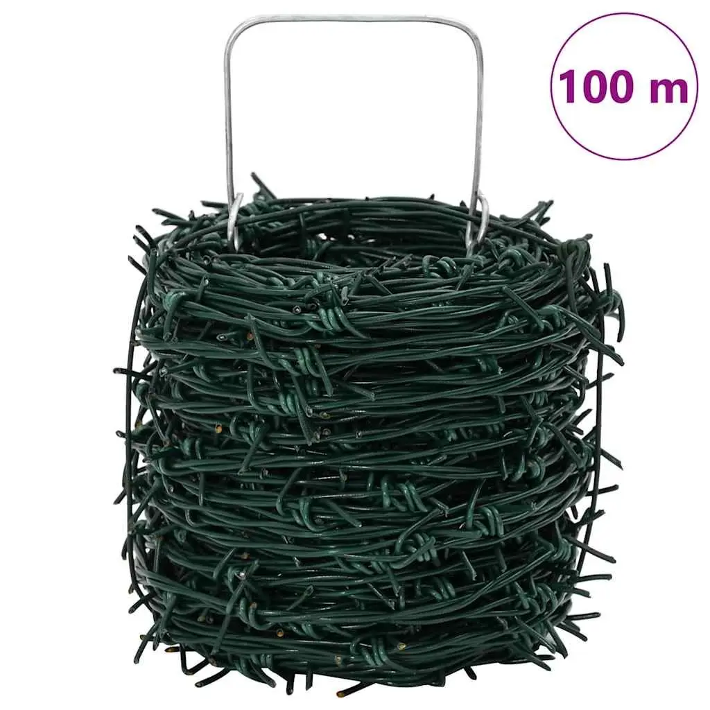Barbed Wire Roll Security 100m Silver Garden Fence Outdoor Yard Protection