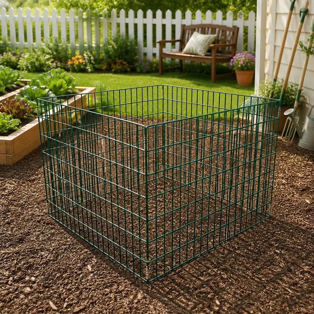 Square Mesh Garden Composter Organic Waste Bin 100x100x70cm Green