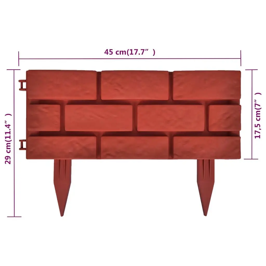 Garden Lawn Divider Edging Border 11 Piece Red Decorative Partition Flower Bed