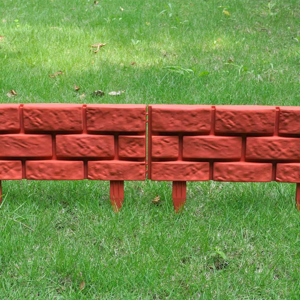 Garden Lawn Divider Edging Border 11 Piece Red Decorative Partition Flower Bed