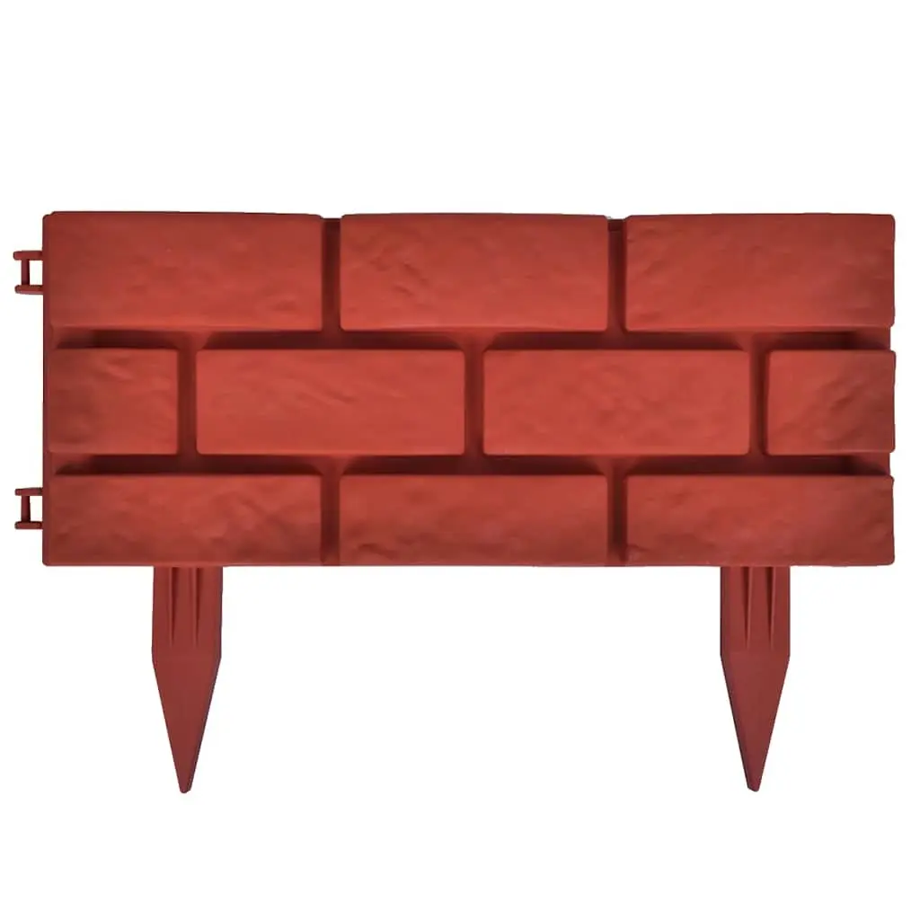 Garden Lawn Divider Edging Border 11 Piece Red Decorative Partition Flower Bed