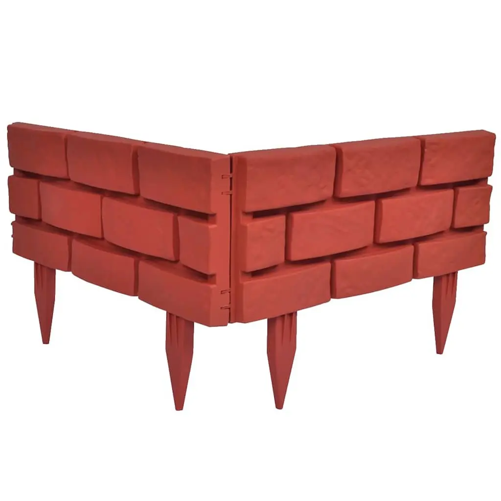 Garden Lawn Divider Edging Border 11 Piece Red Decorative Partition Flower Bed