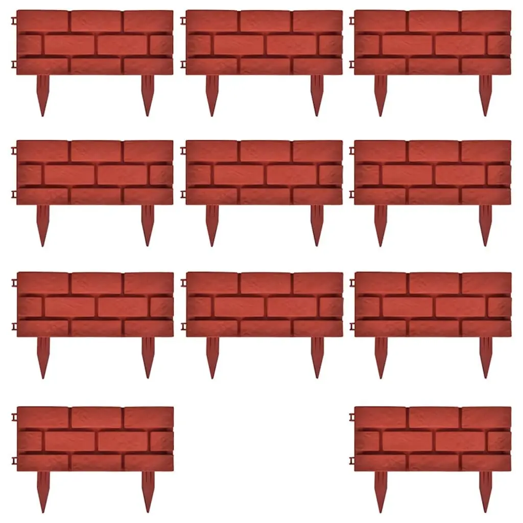Garden Lawn Divider Edging Border 11 Piece Red Decorative Partition Flower Bed