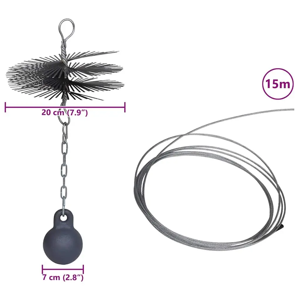 Chimney Cleaning Brush 20cm Diameter Durable Tool with Chain Ball