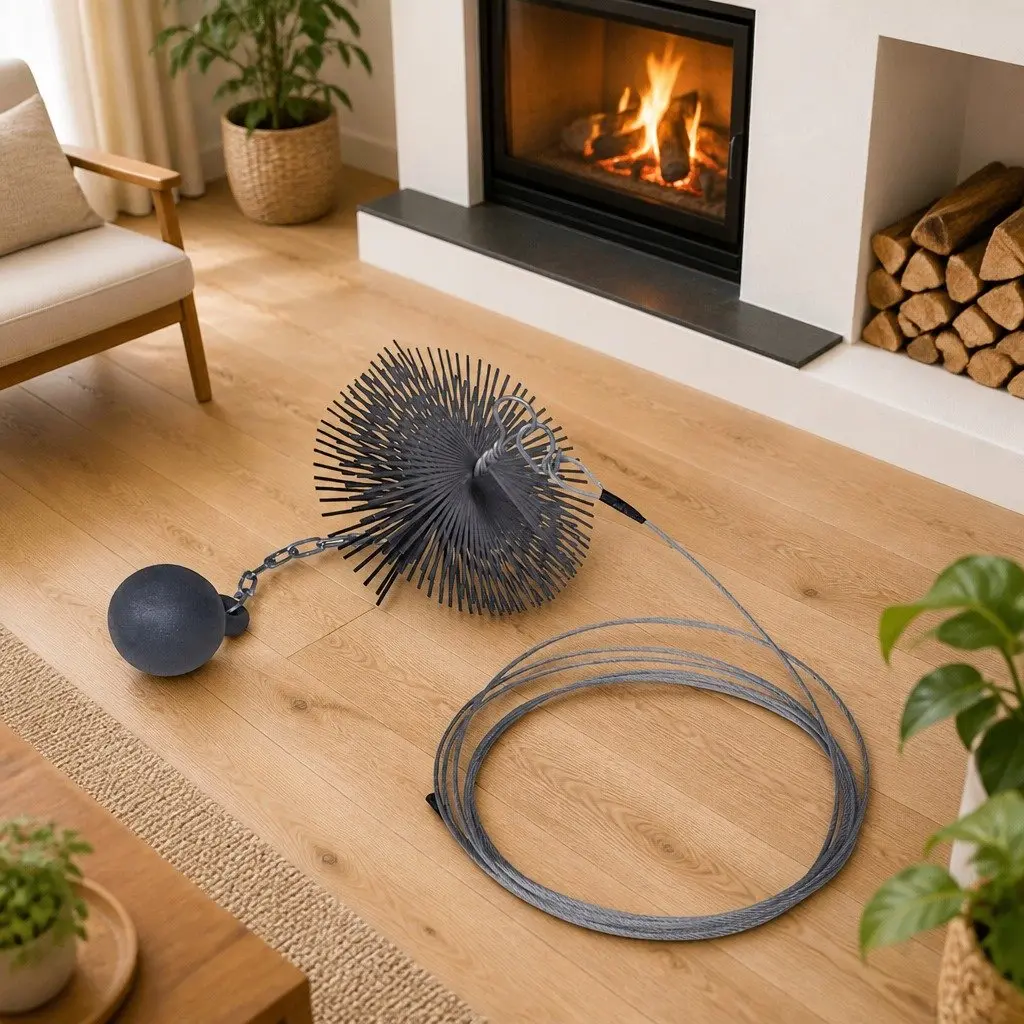 Chimney Cleaning Brush 25cm Diameter Eyelet Thread
