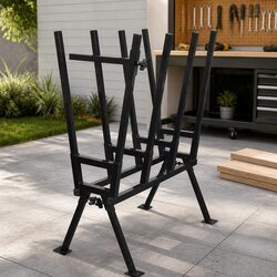 Steel Saw Horse Woodworking Sawhorse Adjustable Feet Quick Assembly Storage