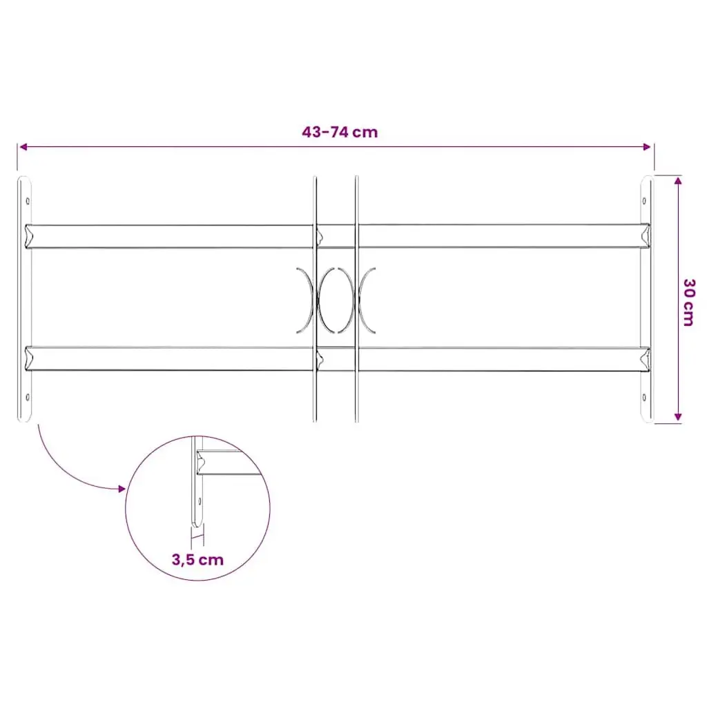 Window Security Grille Protection Adjustable 500-650 mm Silver
