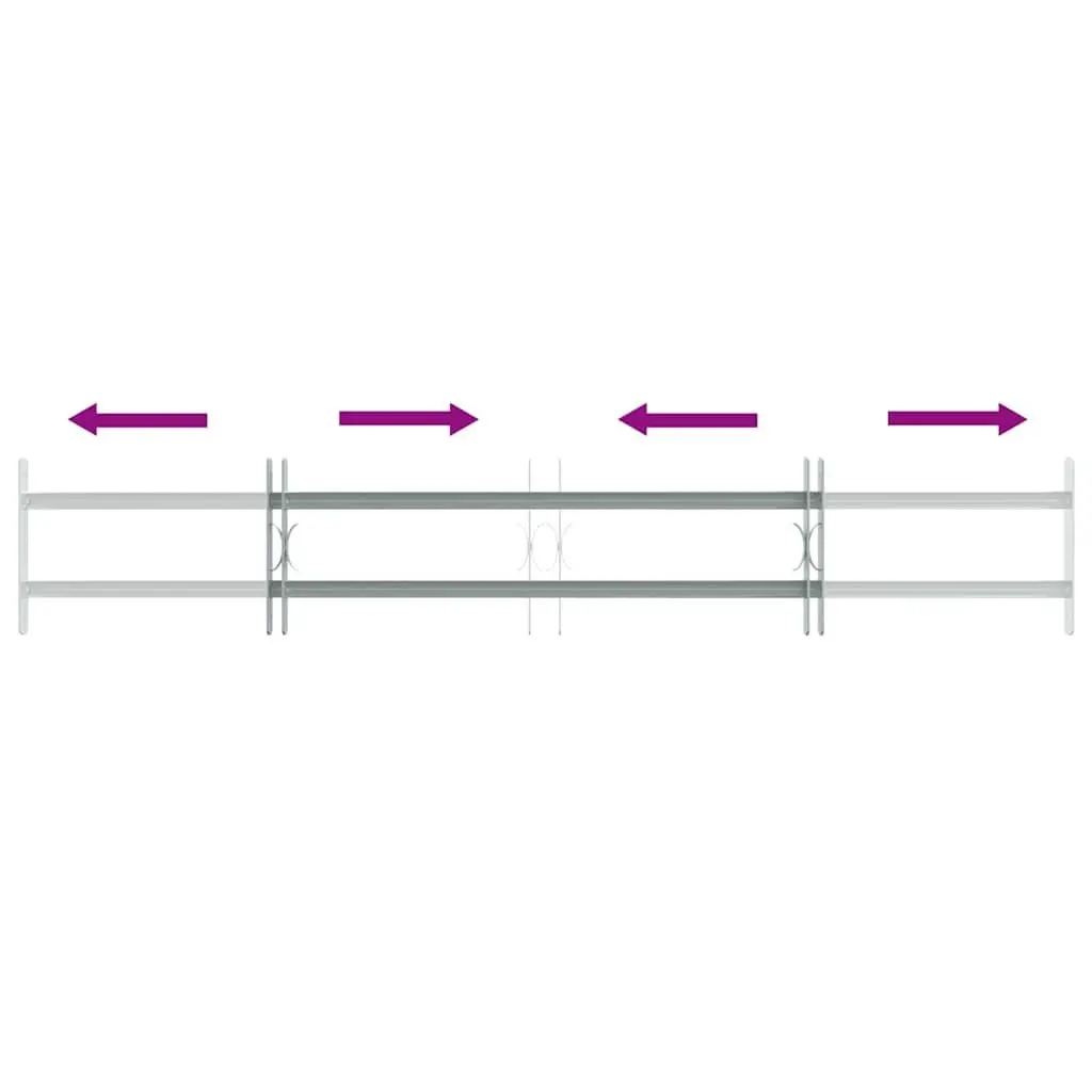 Security Grille Adjustable Window Protection 1000-1500mm Silver 2 Crossbars
