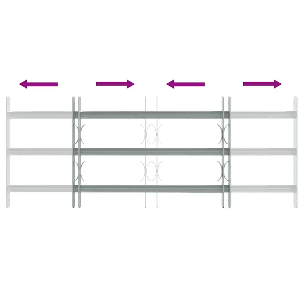 Security Grille Adjustable for Windows 3 Crossbars 700-1050 mm Silver
