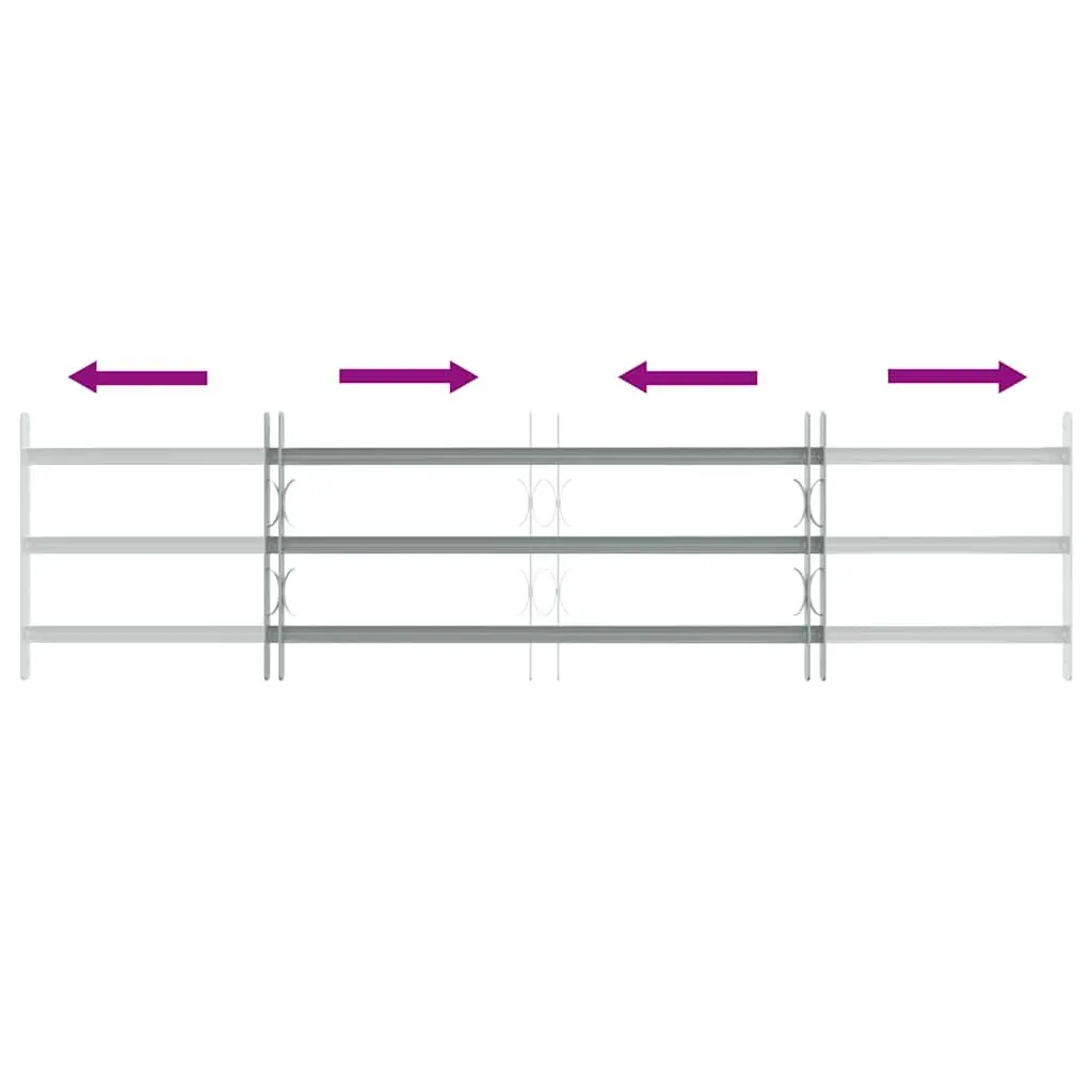 Security Grille Window Protection Adjustable 1000-1500mm Silver 3 Crossbars