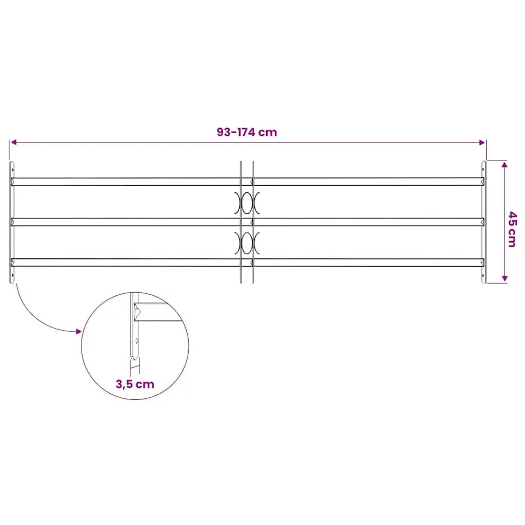 Security Grille Window Protection Adjustable 1000-1500mm Silver 3 Crossbars