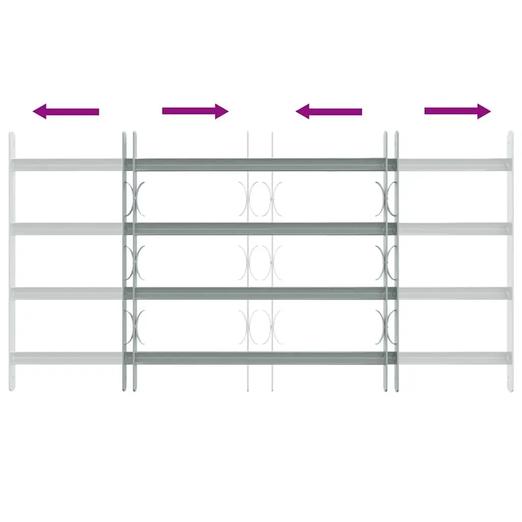 Security Grille Adjustable Window 700-1050 mm Silver Steel 4 Crossbars