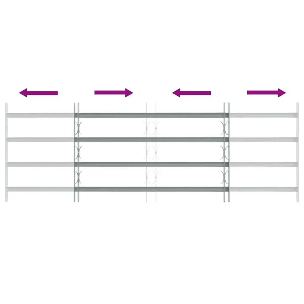 Security Grille Window Protection Adjustable 1000-1500mm Silver 4 Crossbars