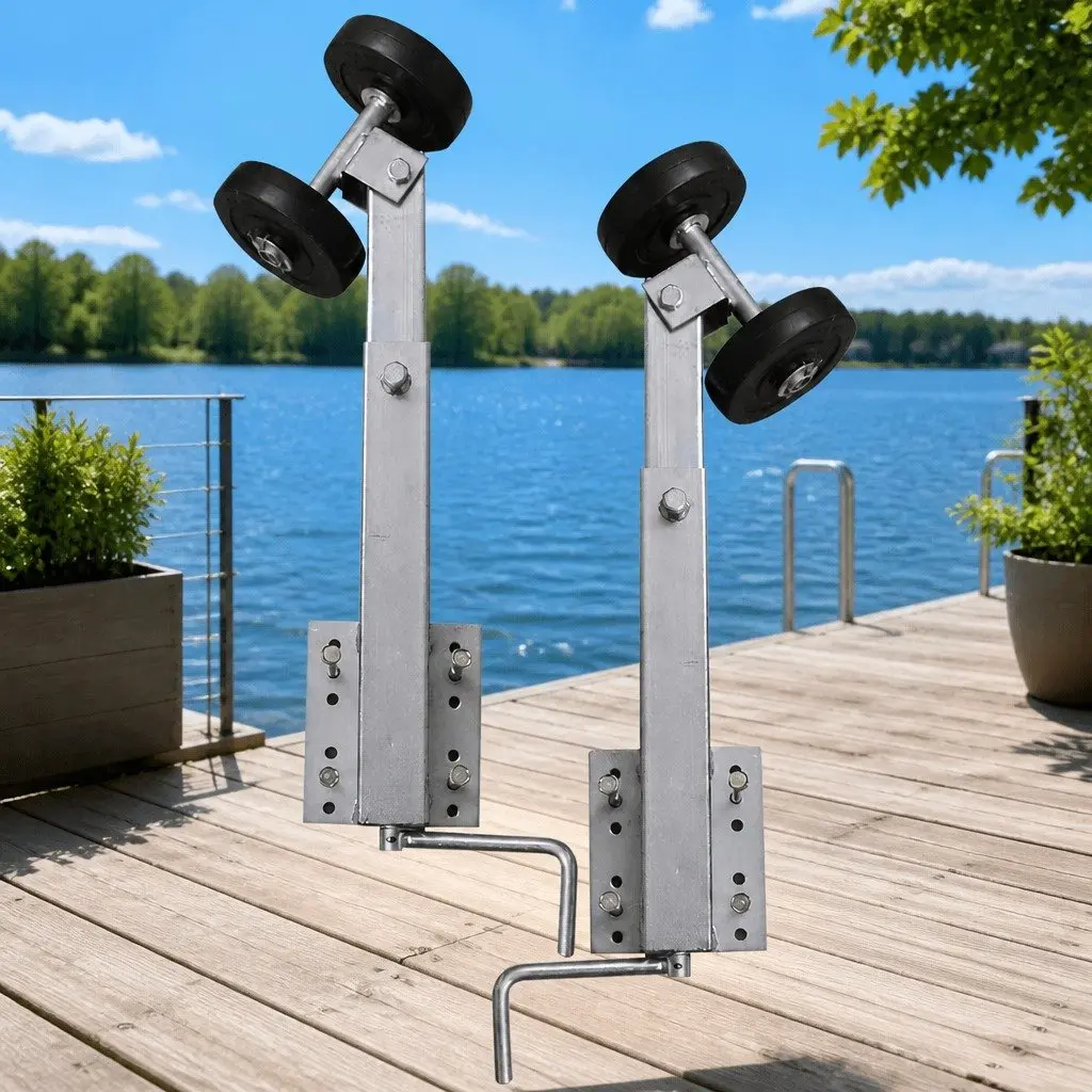 Boat Trailer Double Roller Bow Support Set of 2 Adjustable 59–84 cm Silver