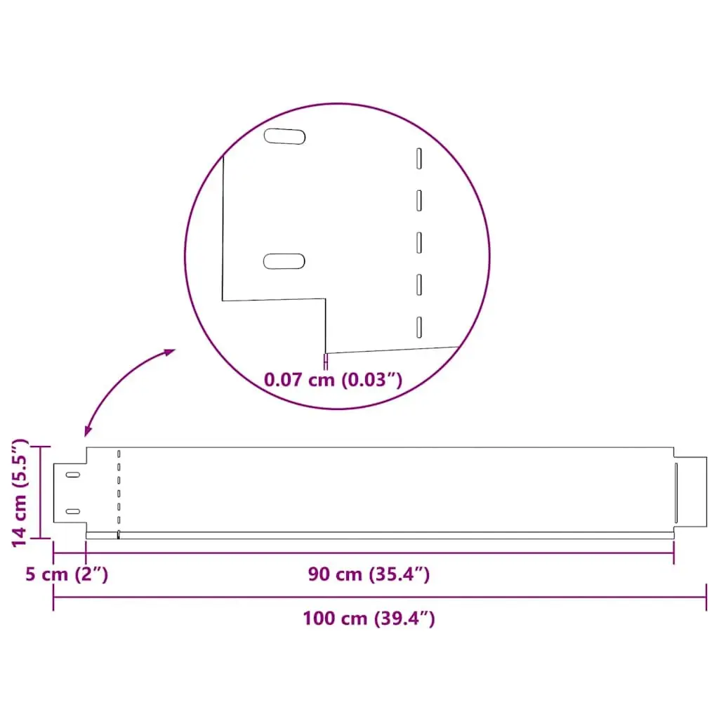 Flexible Lawn Garden Border Edging Set 5 Panels Outdoor Backyard Fence Divider 100 x 14 cm Silver