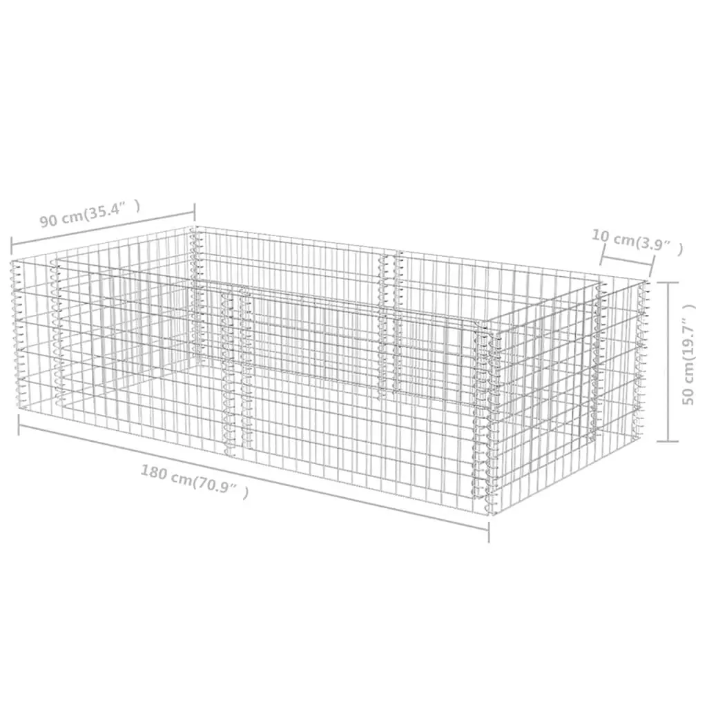Gabion Planter Garden Border Raised Bed 180 x 90 x 50 cm Silver