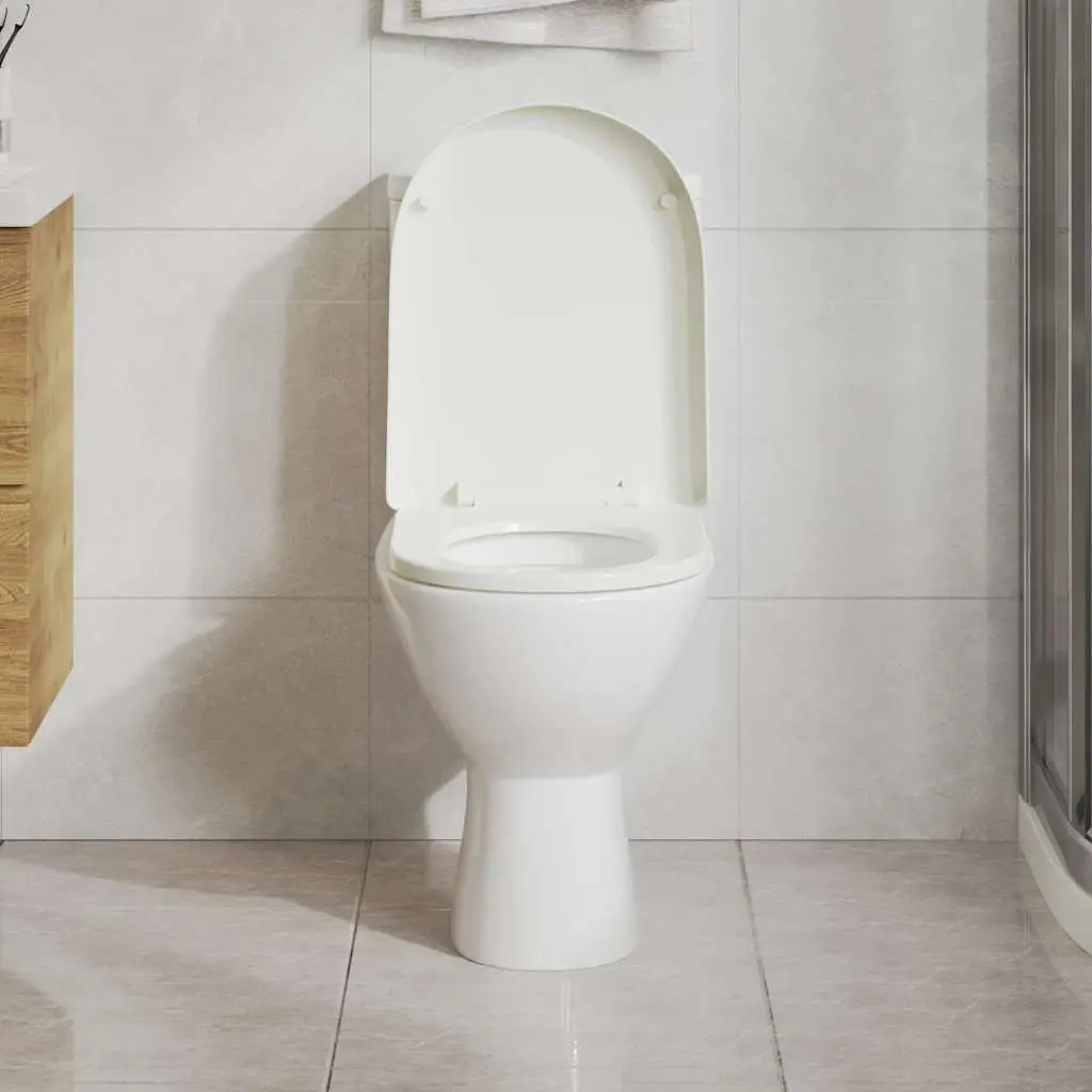 White Square Toilet Seat with Soft Close Technology