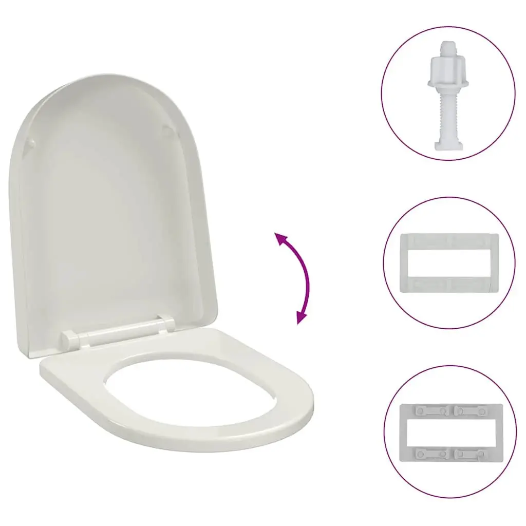 White Square Toilet Seat with Soft Close Technology