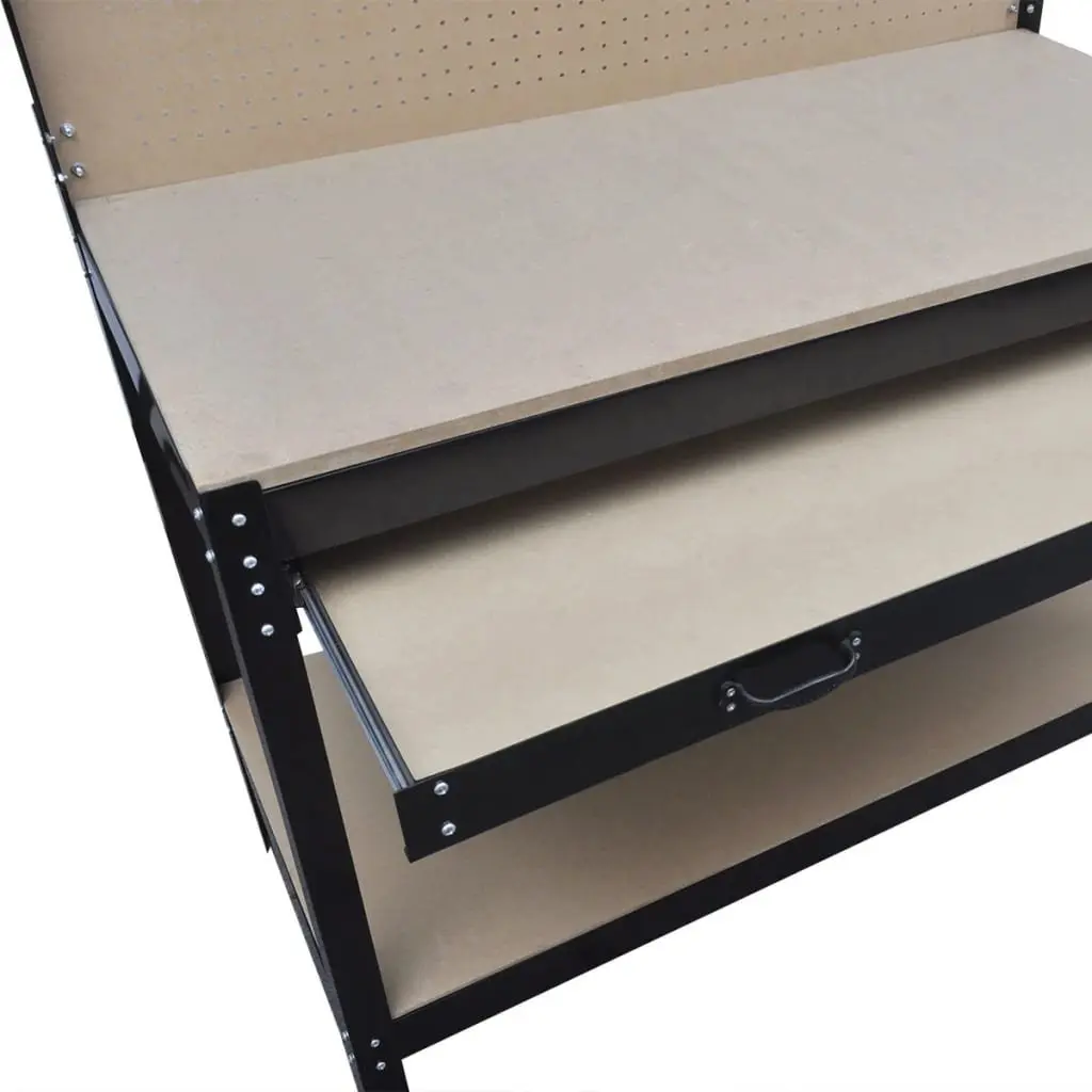 Steel Workbench Tool Storage Brown Pegboard Hooks Drawer Workshop Equipment