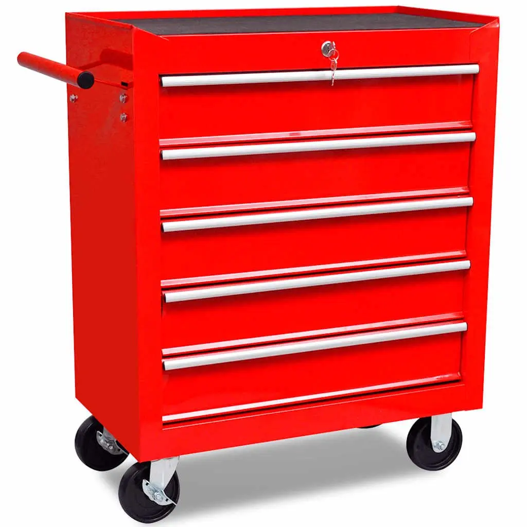 Tool Trolley Workshop Storage Cabinet 5 Drawers Organiser Grey