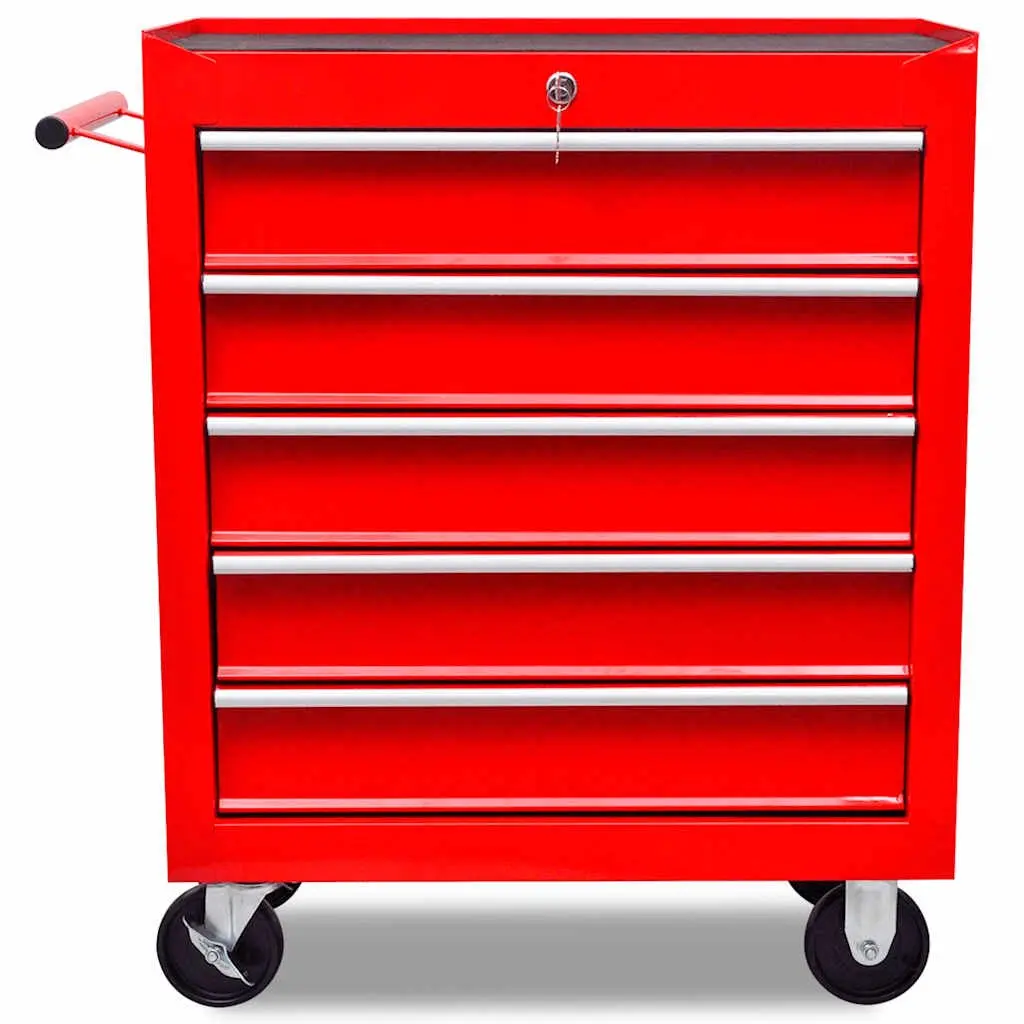Tool Trolley Workshop Storage Cabinet 5 Drawers Organiser Grey