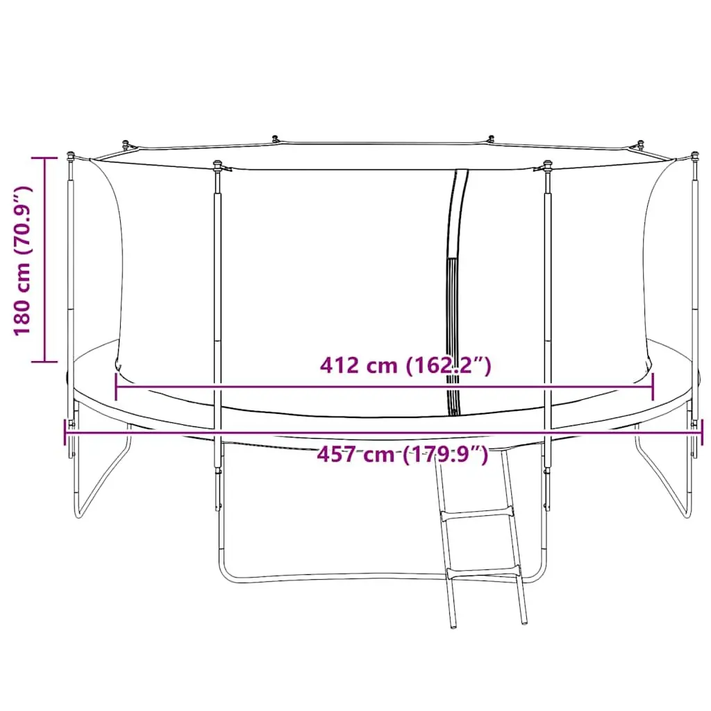 Safety Net Replacement for 4.57m Round Trampoline Black Weatherproof
