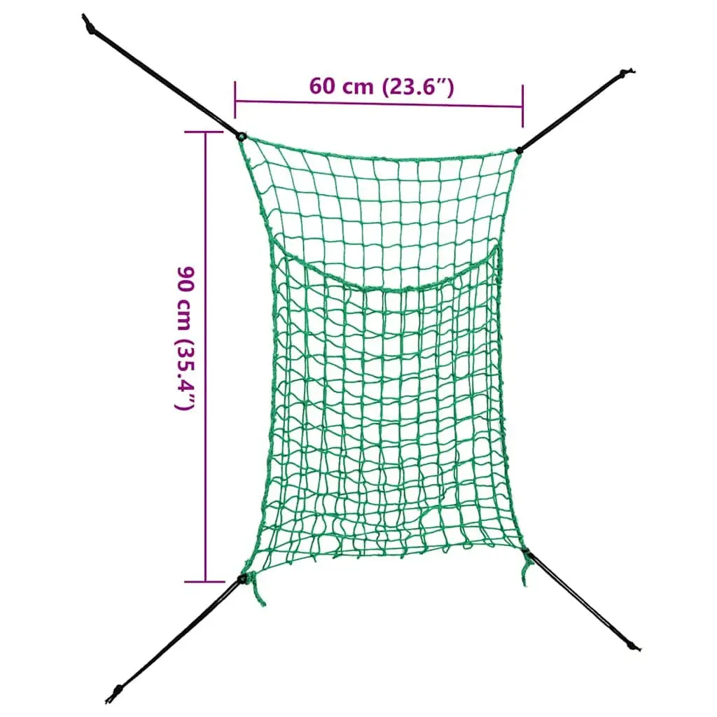 Hay Nets 2 Piece Feeding 0.9x1 m Green PP Mesh Rectangular for Horse Pony Livestock