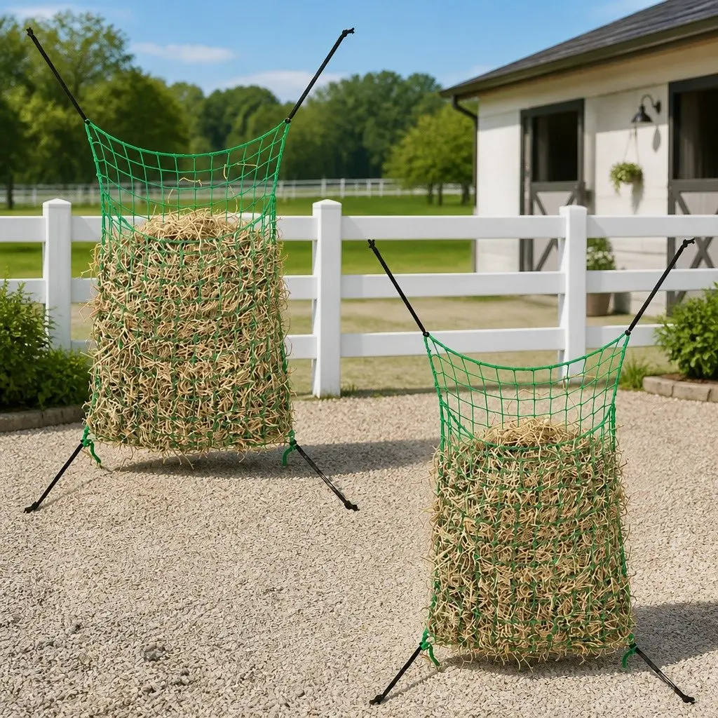 Hay Nets 2 Pieces Feeding Slow 0.9x1.5m Green PP Mesh