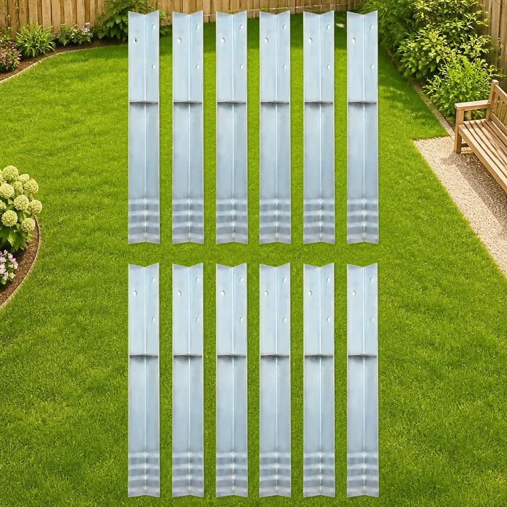 Ground Anchors Stabiliser L-Shaped 12 Piece Silver Steel Spikes for Play Tower