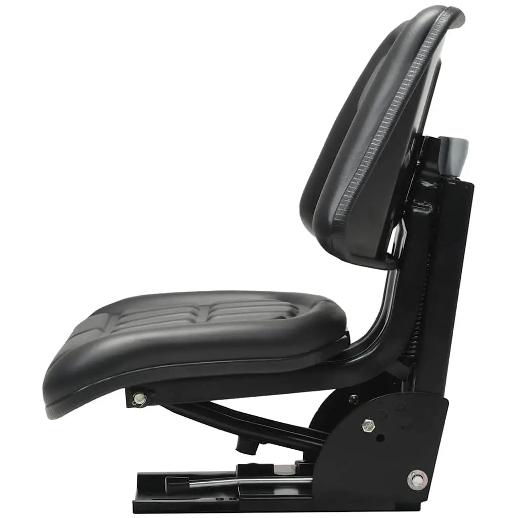 Tractor Seat with Suspension Heavy Duty Black Steel Frame Water Resistant PVC Padded