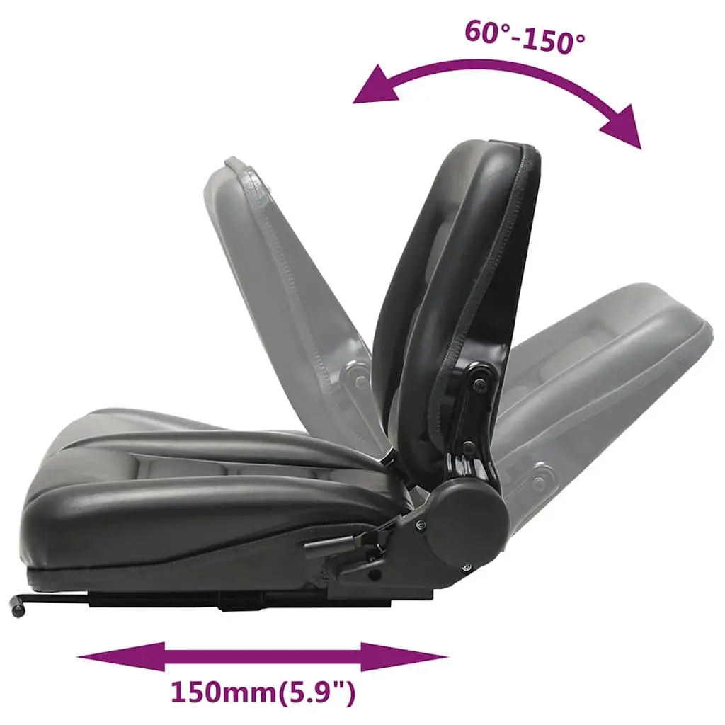 Tractor Forklift Seat Adjustable Backrest Black Padded Heavy Duty